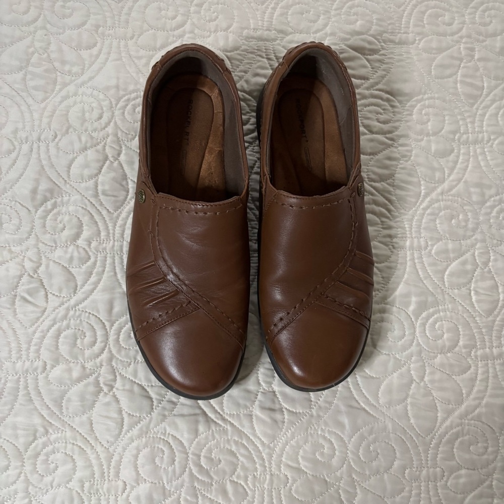 Rockport Women's Brown Leather Daisey Monk Loafers